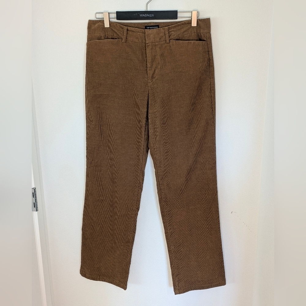 Dockers Women's Velvet Stretch Pants Size 2 Brown Straight Leg EUC Retro Y2K